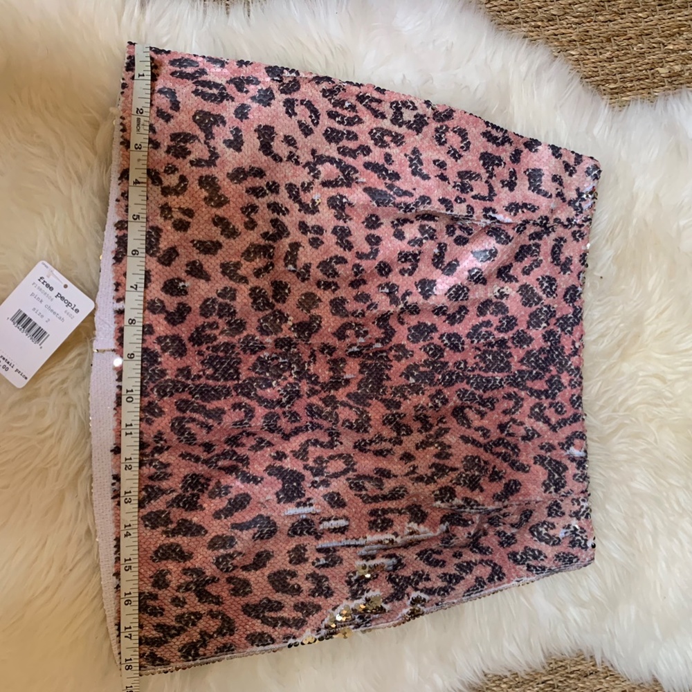 Free People Skinny Sequin Pink Cheetah Skirt Mini - Picture 7 of 9